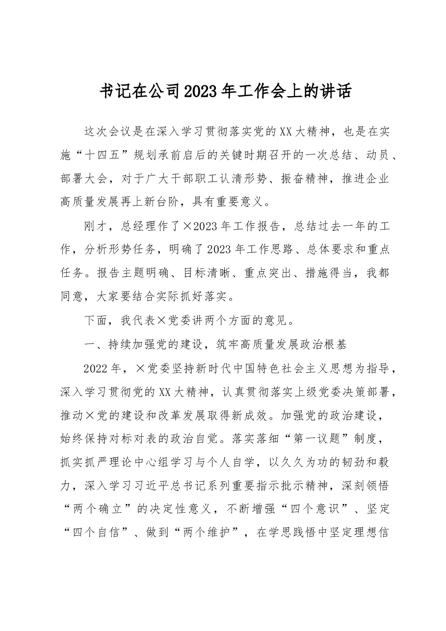 书记在公司2023年工作会上的讲话.docx,第1页预览