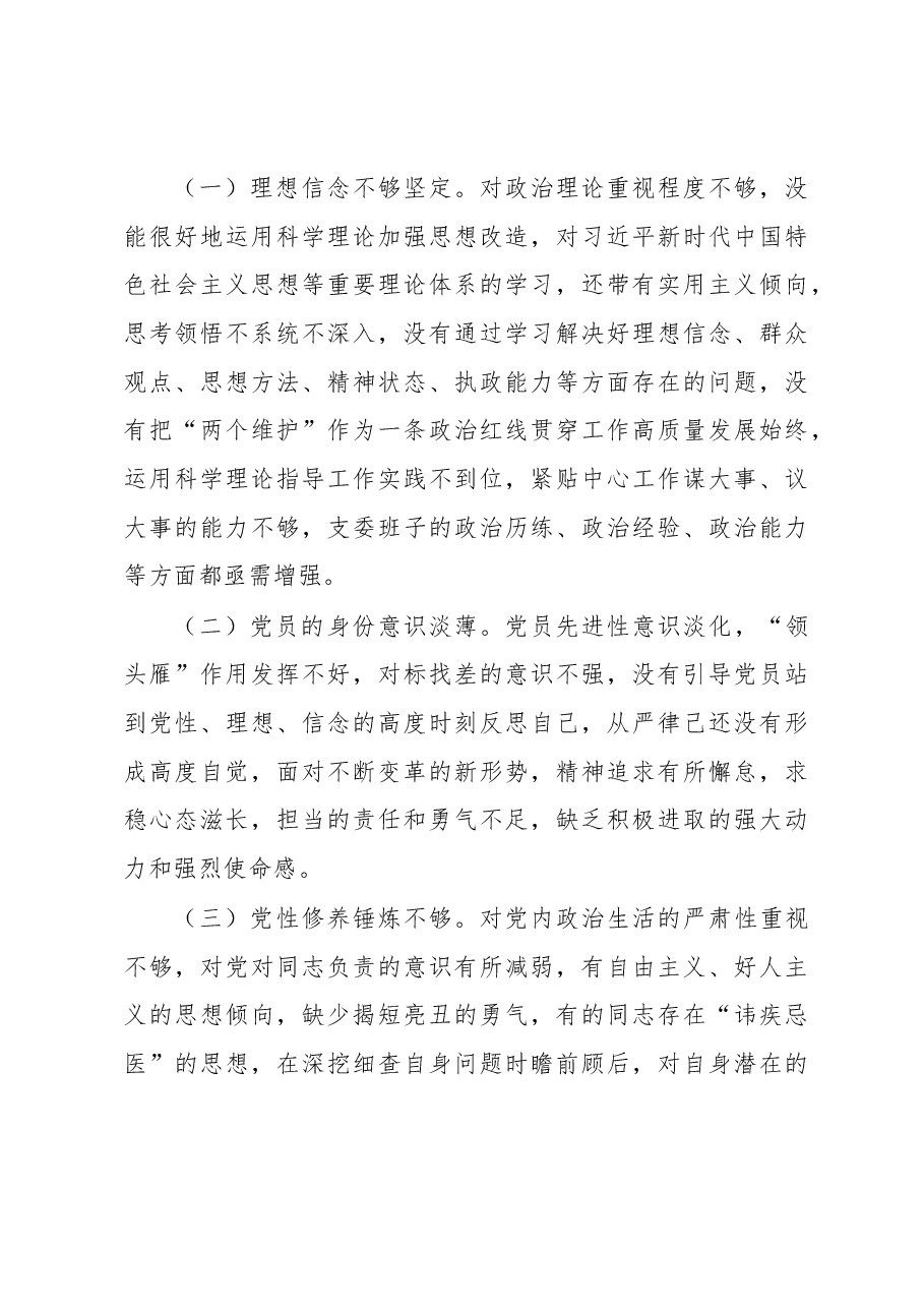 党工委办公室党支部班子2022年度组织生活会对照检查材料.docx,第4页预览