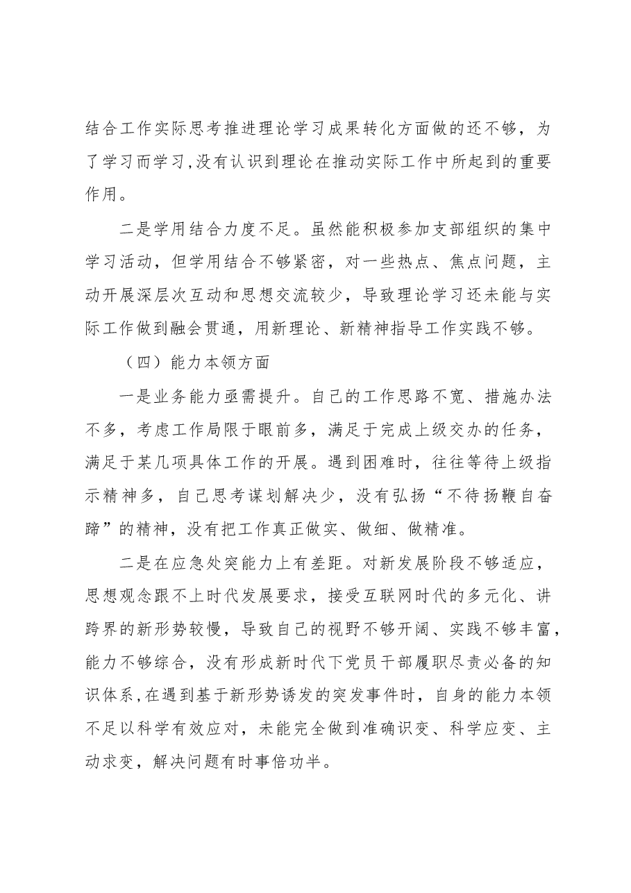 2023年度组织生活会七个方面个人对照检查材料.docx,第3页预览