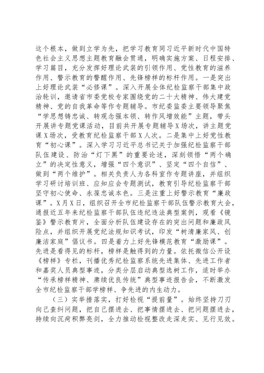 市纪检监察干部队伍教育整顿工作汇报.docx,第2页预览