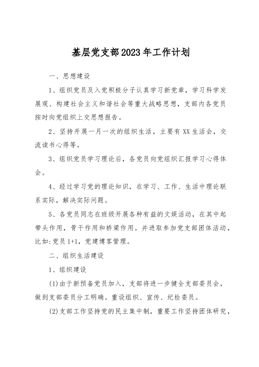 基层党支部2023年工作计划.docx,第1页预览