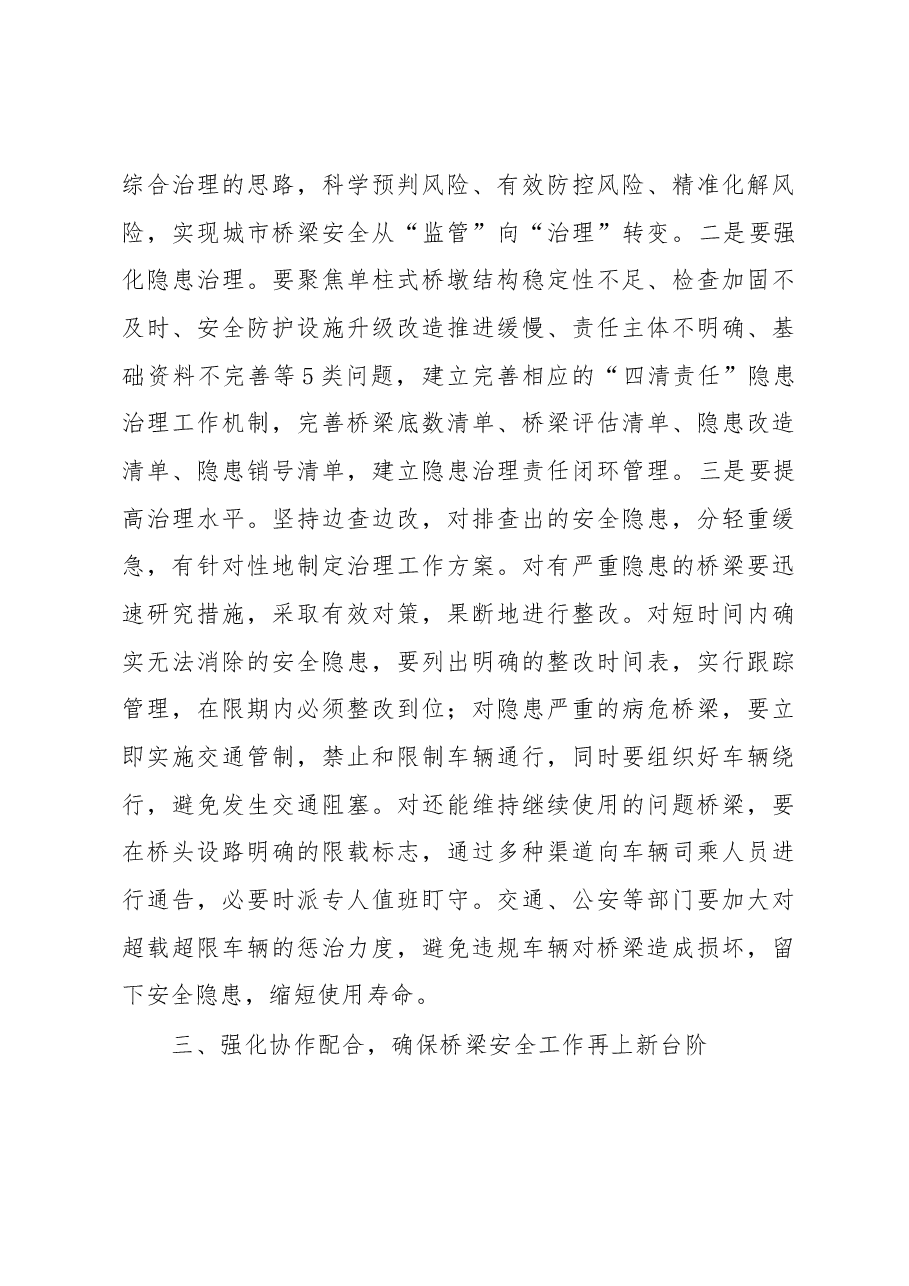 在全市城市桥梁安全隐患风险排查治理工作会议的讲话.docx,第3页预览