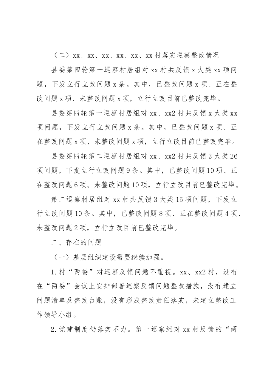 关于乡镇巡察发现问题整改情况的督查报告.docx,第2页预览