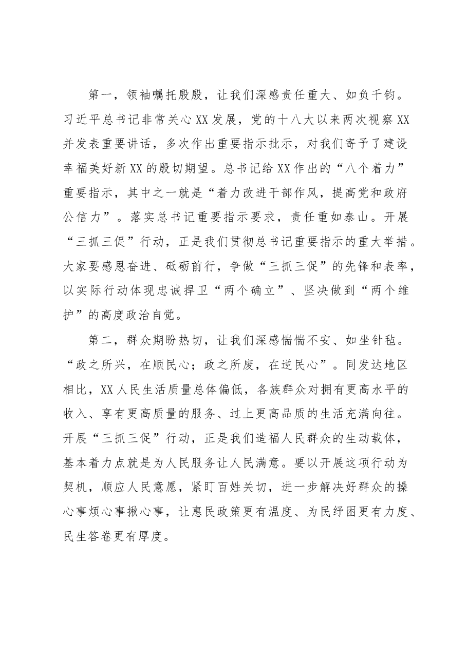 在全省“三抓三促”行动动员部署会议上的讲话.docx,第2页预览