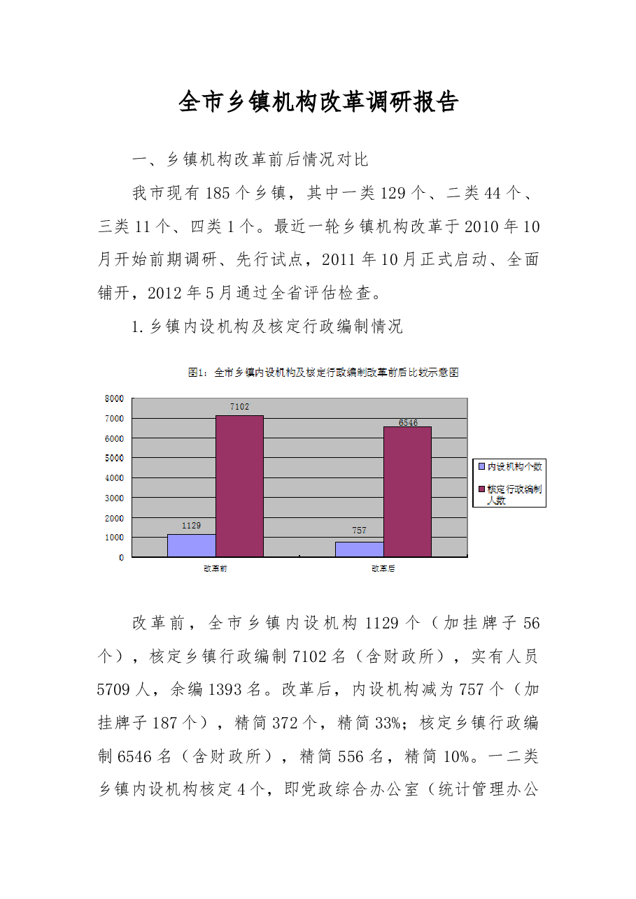 全市乡镇机构改革调研报告.docx,第1页预览