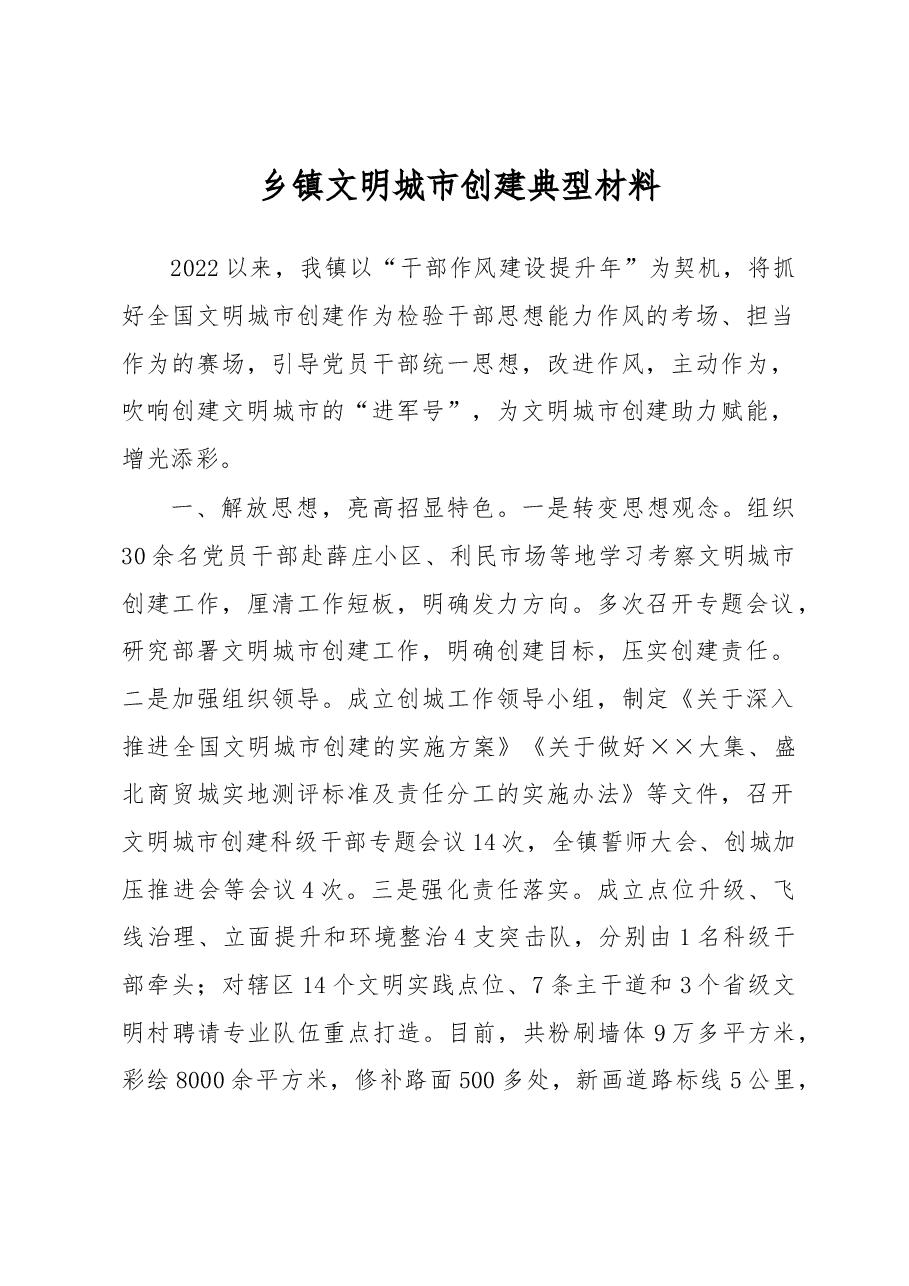 乡镇文明城市创建典型材料.docx,第1页预览