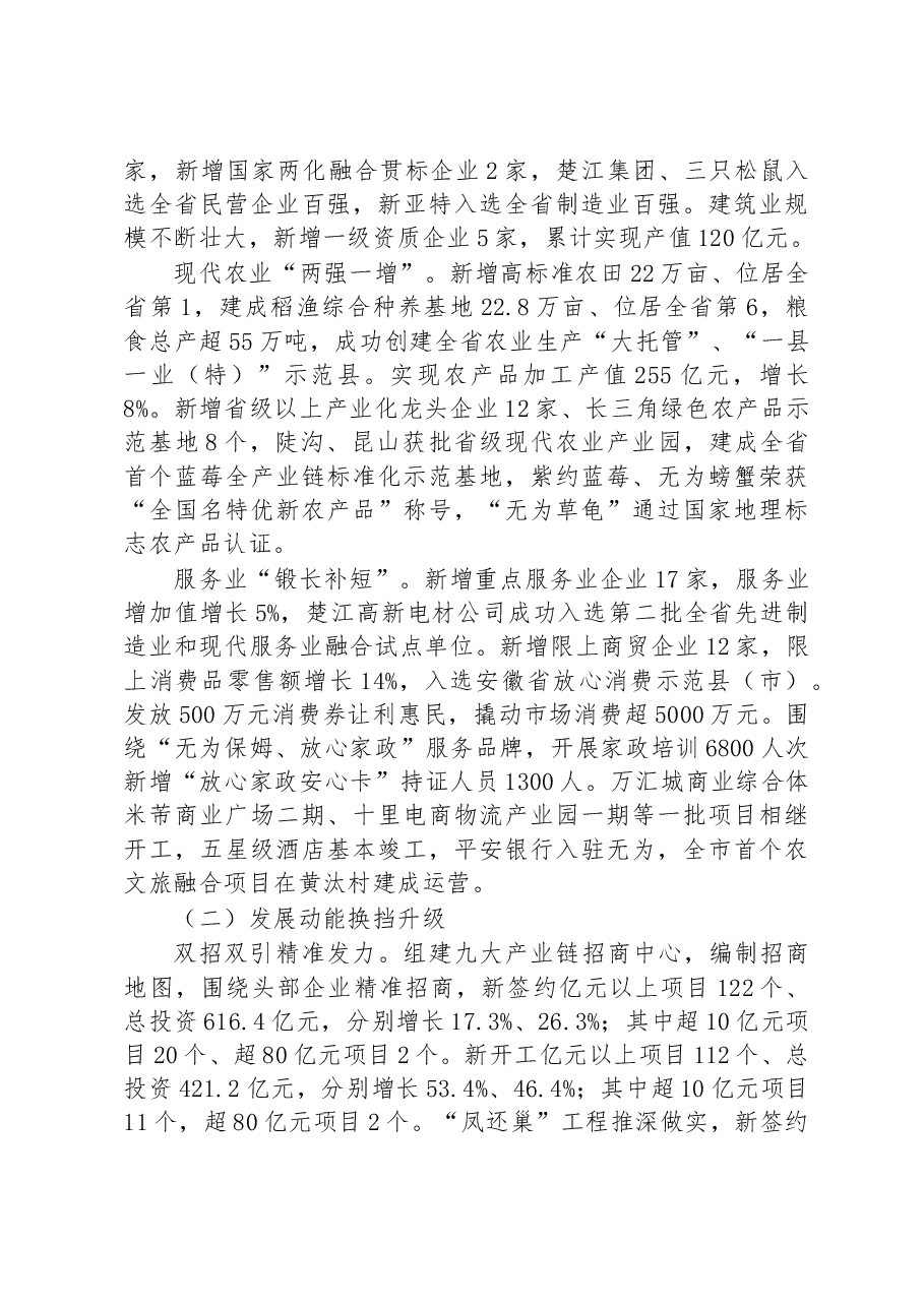 无为市2023年政府工作报告.docx,第2页预览