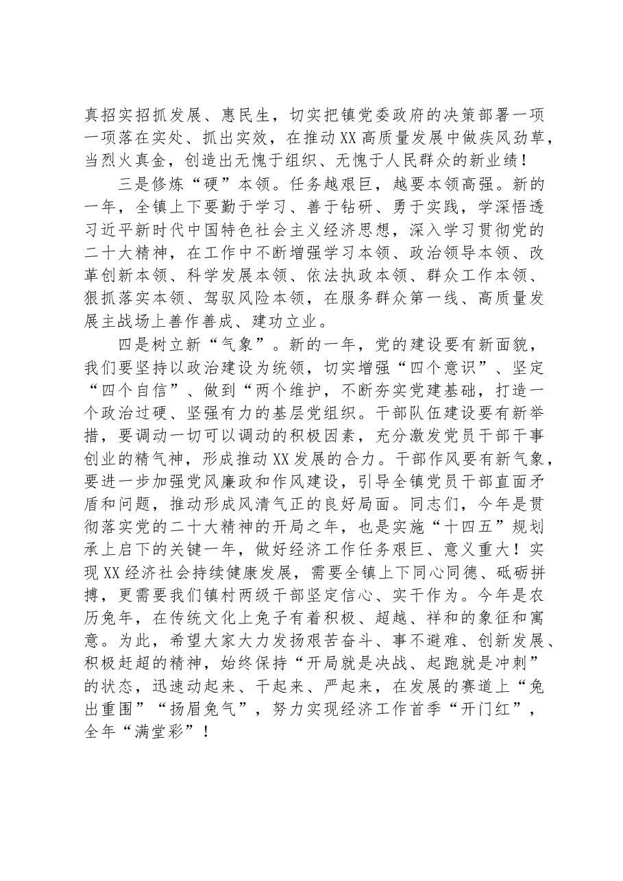 镇党委书记在全镇2023年经济工作会上的讲话.docx,第2页预览