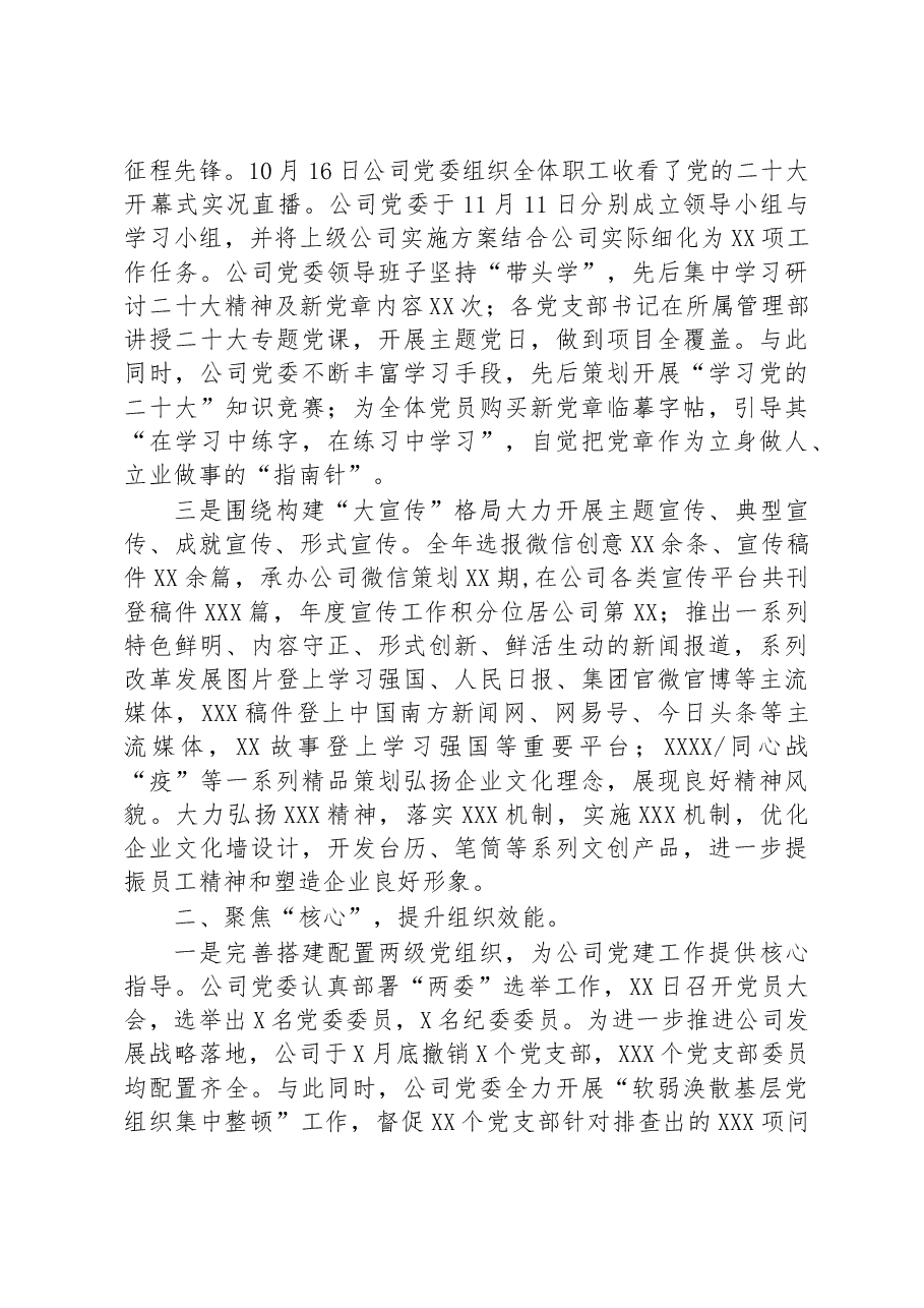 某央企公司2023年党建工作报告.docx,第2页预览