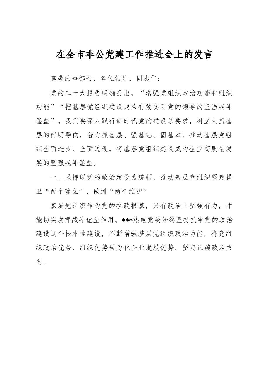 在全市非公党建工作推进会上的发言.docx,第1页预览