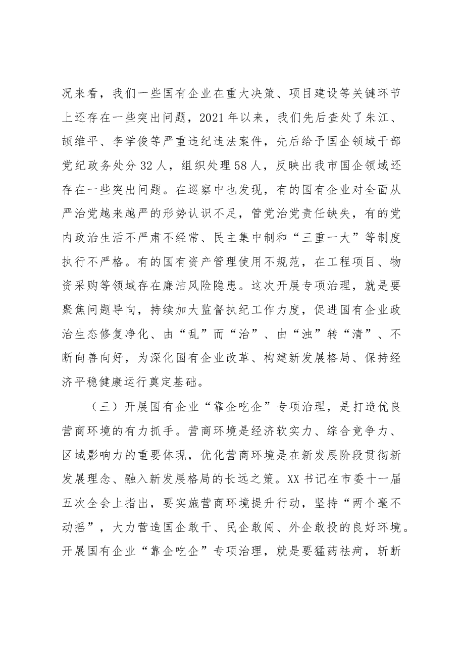 在全市开展国有企业“靠企吃企”专项治理工作动员部署会上的讲话.docx,第3页预览