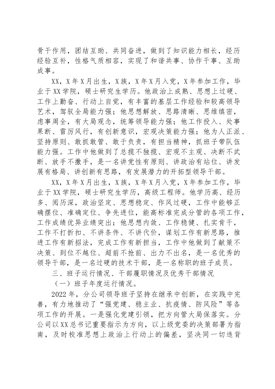 公司领导班子运行情况分析报告.docx,第2页预览