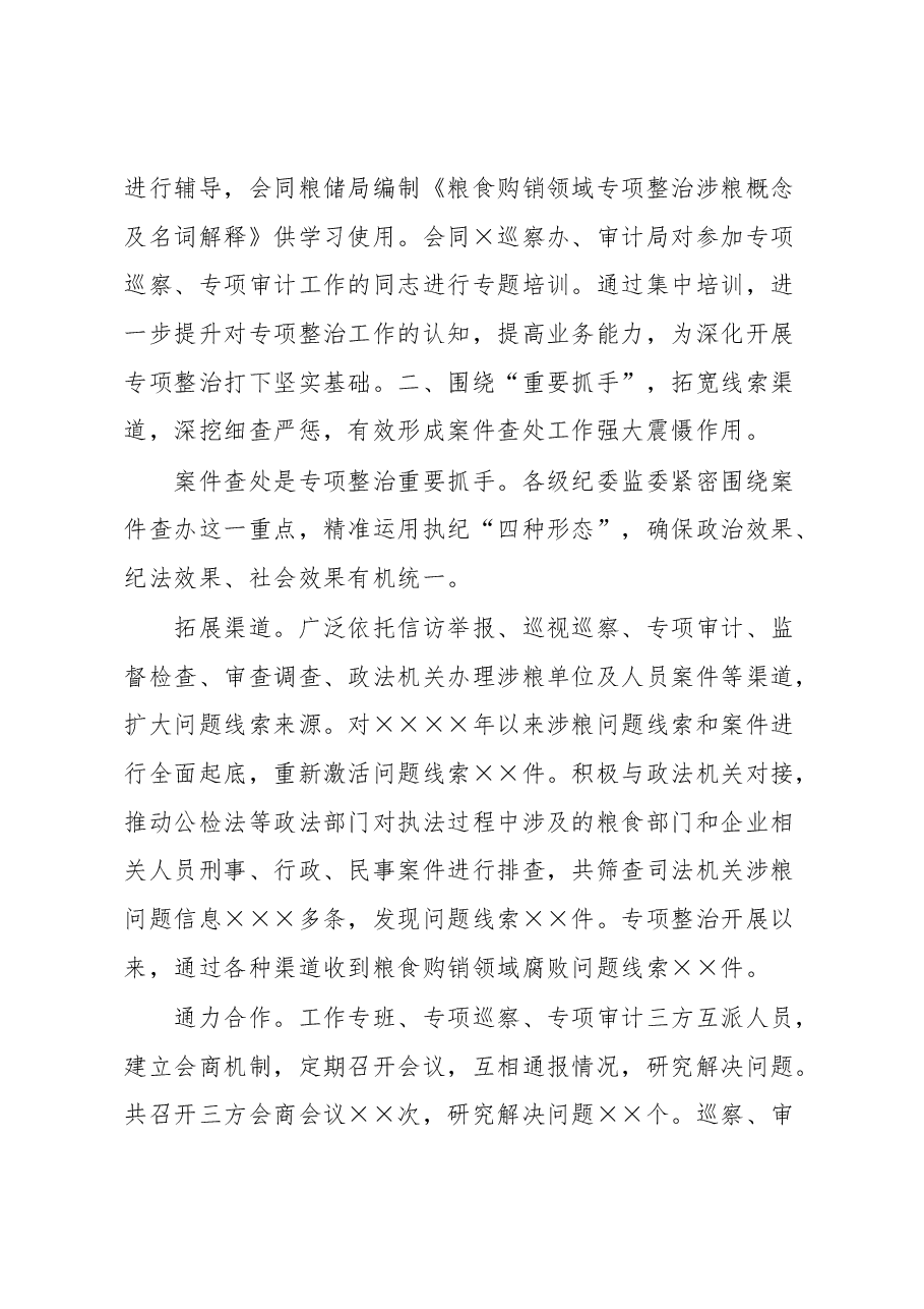 XXX粮食购销领域腐败问题专项整治工作经验材料.docx，第3页预览
