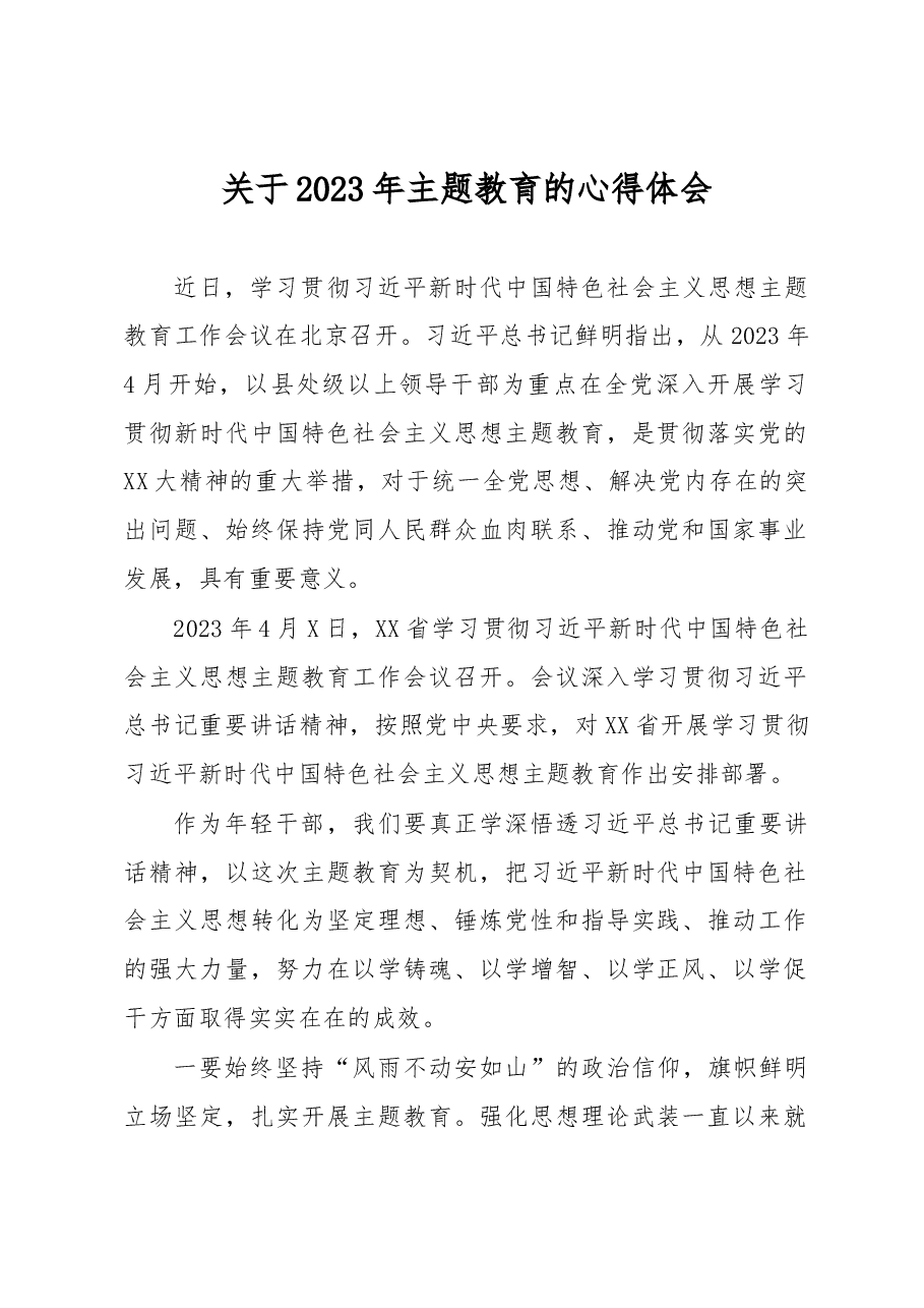 关于2023年主题教育的心得体会.docx,第1页预览