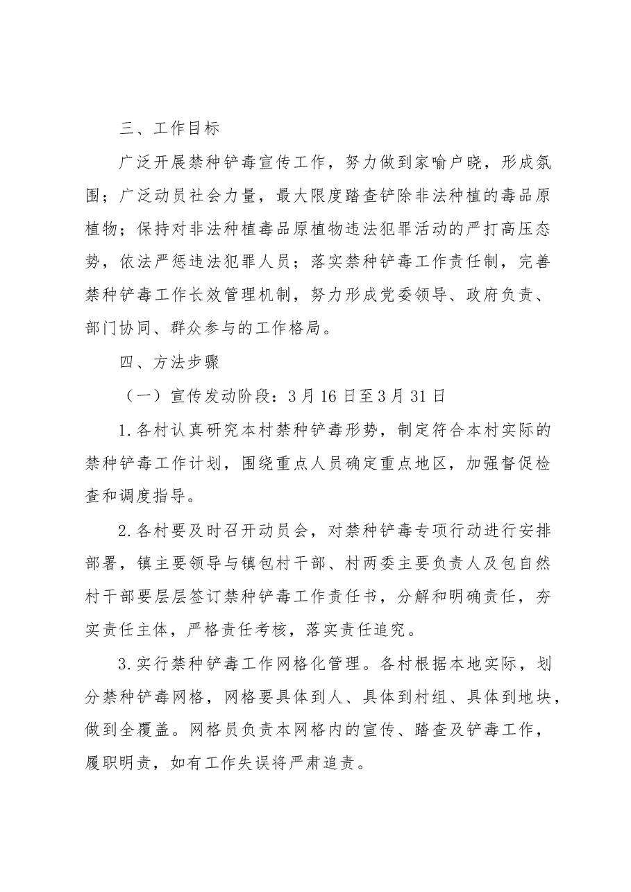 XX镇2023年春季禁种铲毒专项行动实施方案.docx,第2页预览