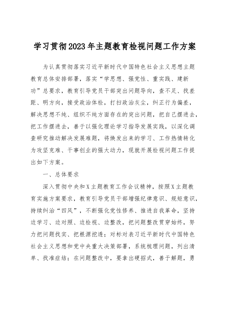 学习贯彻2023年主题教育检视问题工作方案.docx,第1页预览