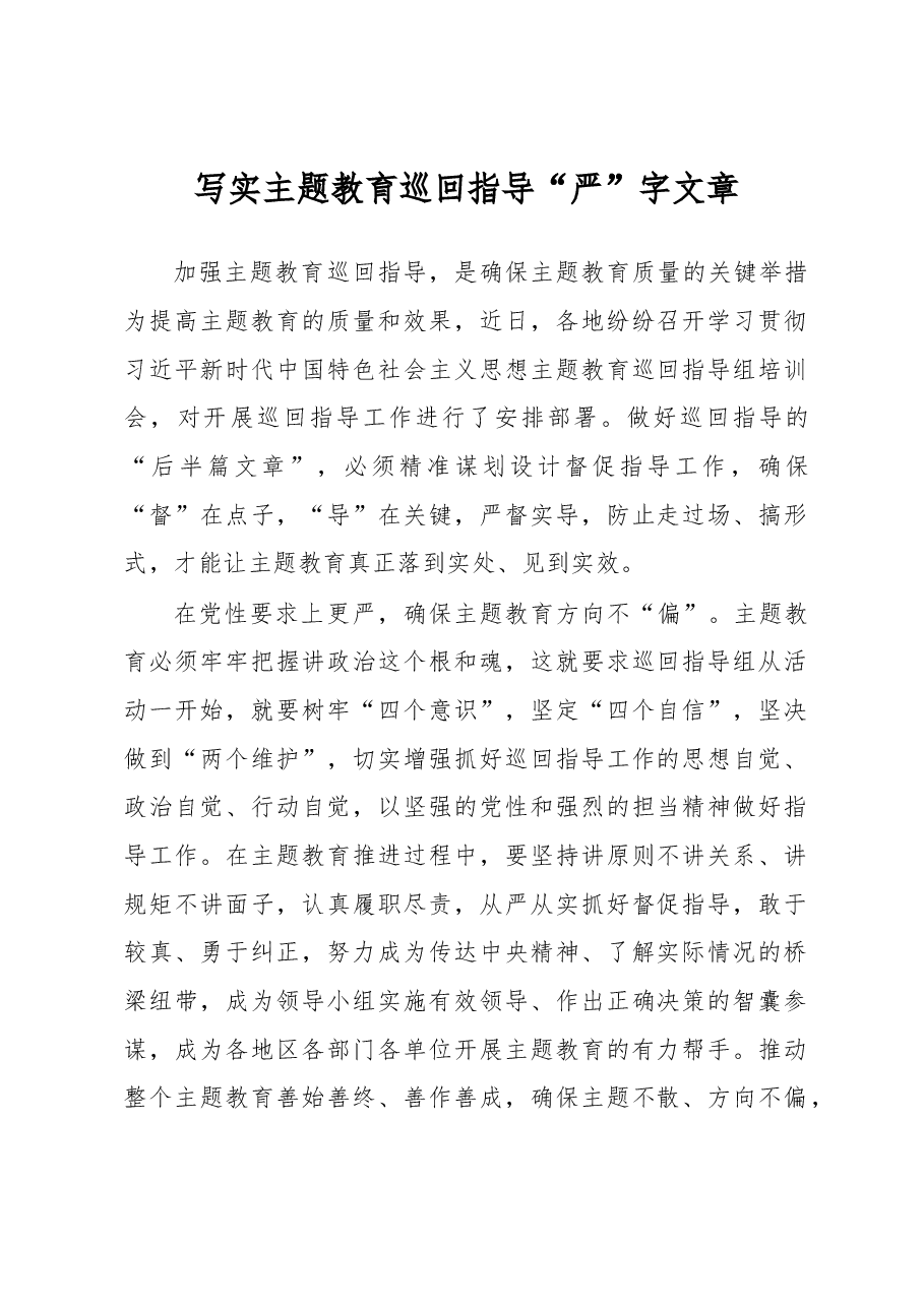 写实主题教育巡回指导“严”字文章(主题教育心得体会).docx,第1页预览