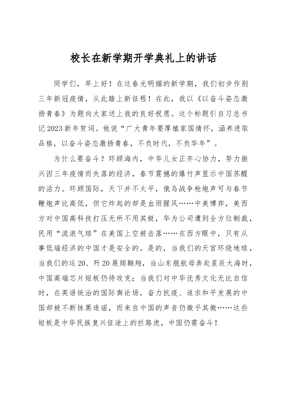 校长在新学期开学典礼上的讲话.docx,第1页预览