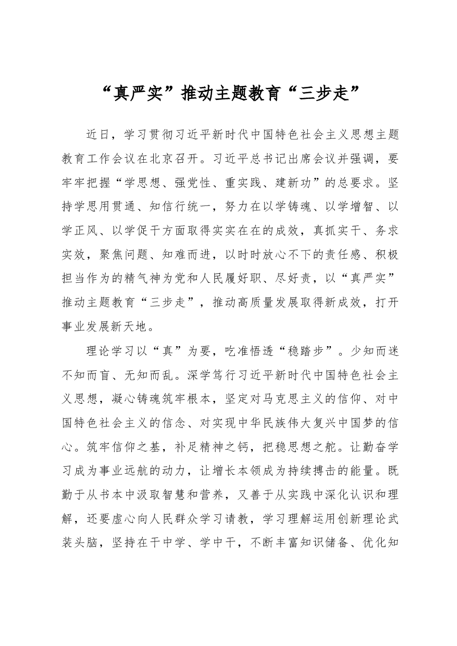 “真严实”推动主题教育“三步走”(主题教育心得体会).docx,第1页预览
