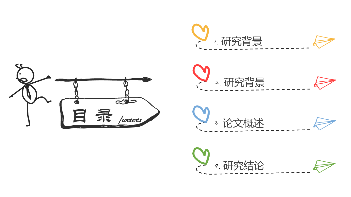 手绘小人女生可爱型论文答辩PPT模板.pptx,第2页预览