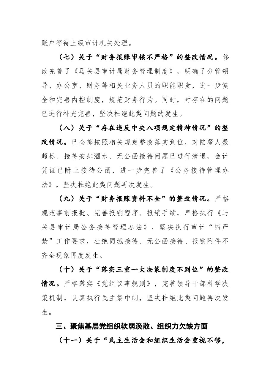 中共马关县审计局党组关于县委巡察反馈意见整改情况的通报.docx,第3页预览