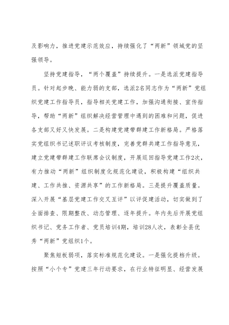 (6篇)2022年度两新工委书记抓基层党建述职报告汇编.docx,第2页预览