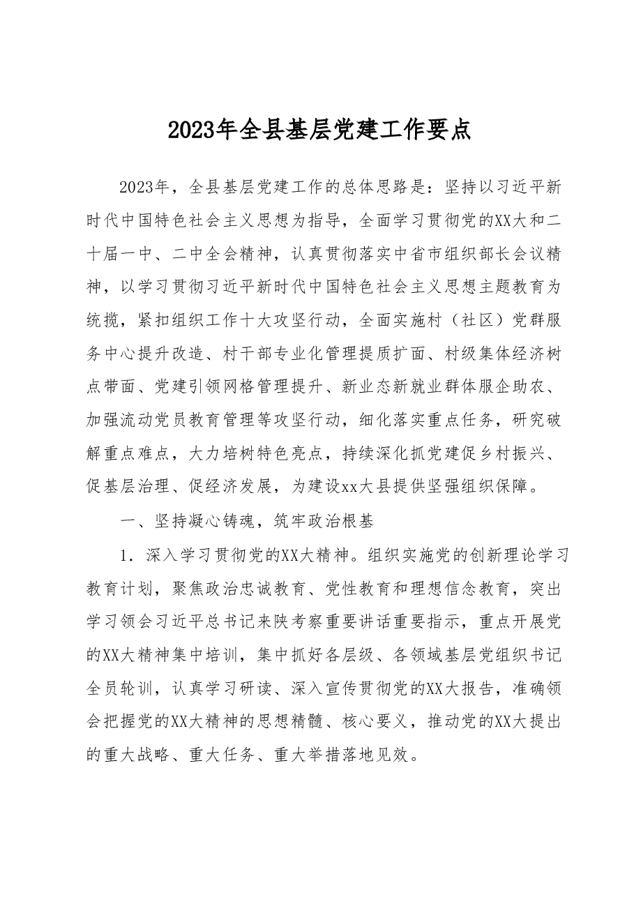 2023年全县基层党建工作要点.docx,第1页预览