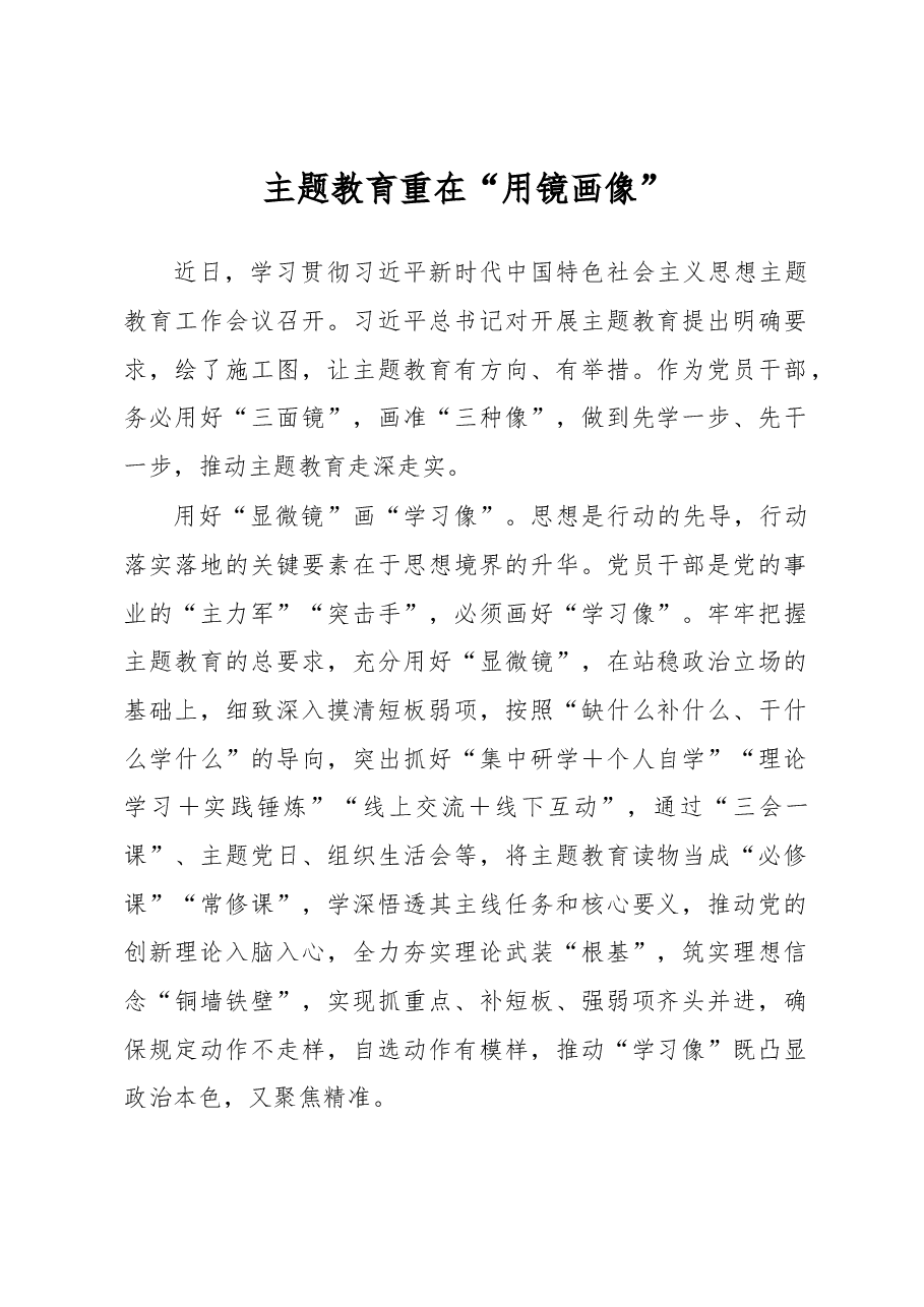 主题教育重在“用镜画像”（主题教育心得体会）.docx，第1页预览