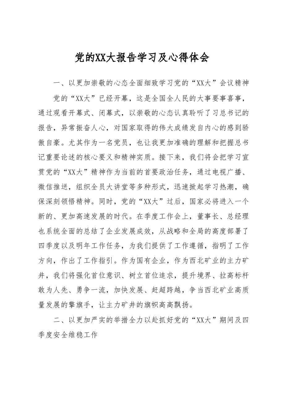 党的二十大报告学习及心得体会.docx,第1页预览