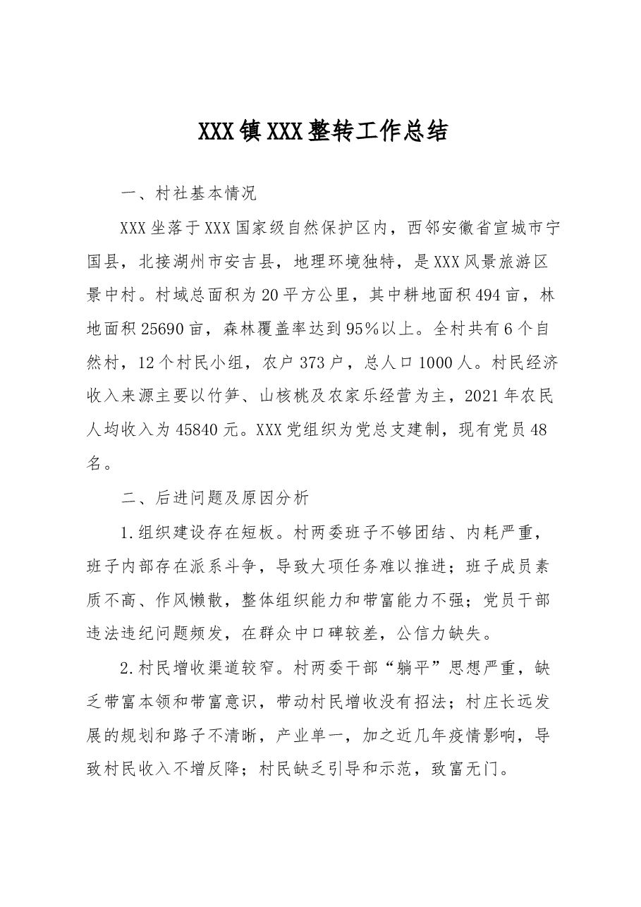 XXX镇XXX整转工作总结.docx,第1页预览