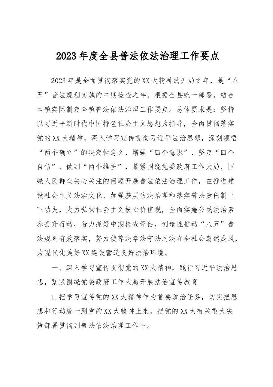 2023年度全县普法依法治理工作要点.docx,第1页预览