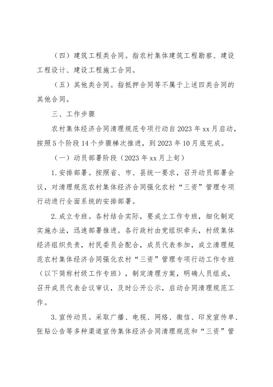 xx镇清理规范农村集体经济合同强化农村“三资”管理专项行动实施方案.docx,第4页预览