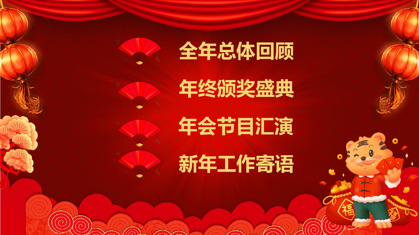红色喜庆中国风大气新春开门红企业年终总结誓师大会PPT模板.pptx,第3页预览