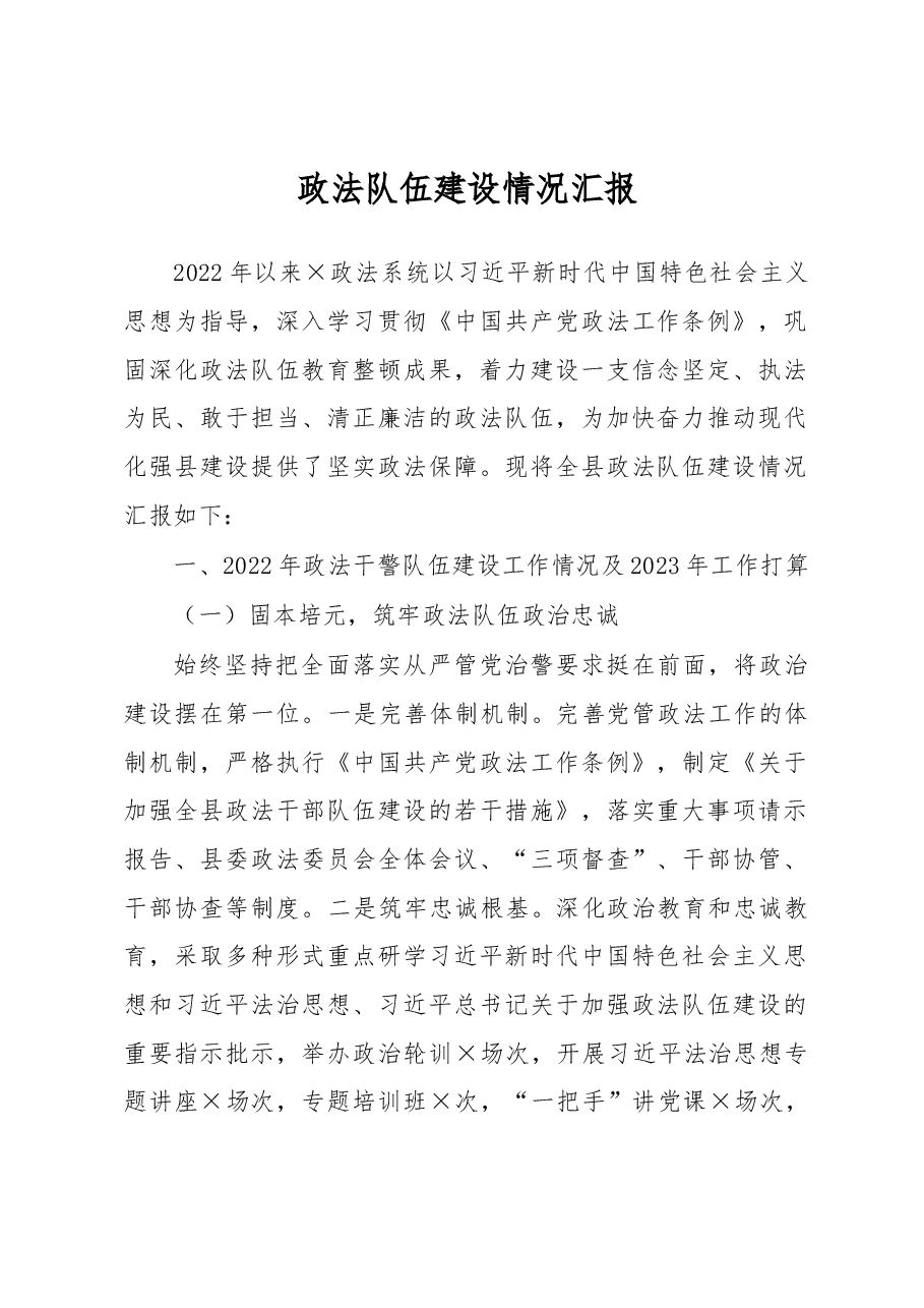 政法队伍建设情况汇报.docx,第1页预览