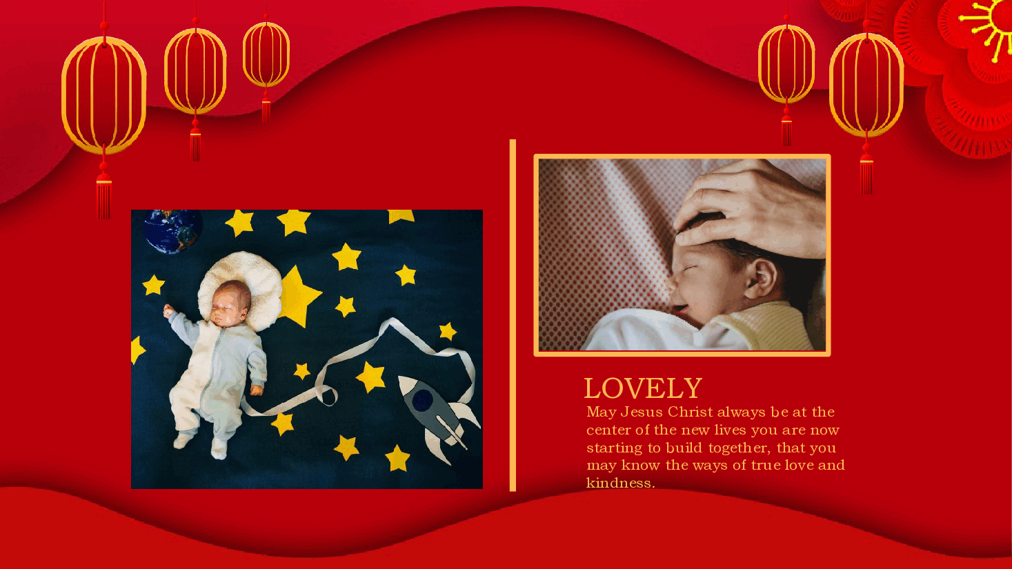 中国红创意简约中国风复古风满月宴百日宴周岁宴相册图集婴儿小孩家长通用PPT模版.pptx,第3页预览