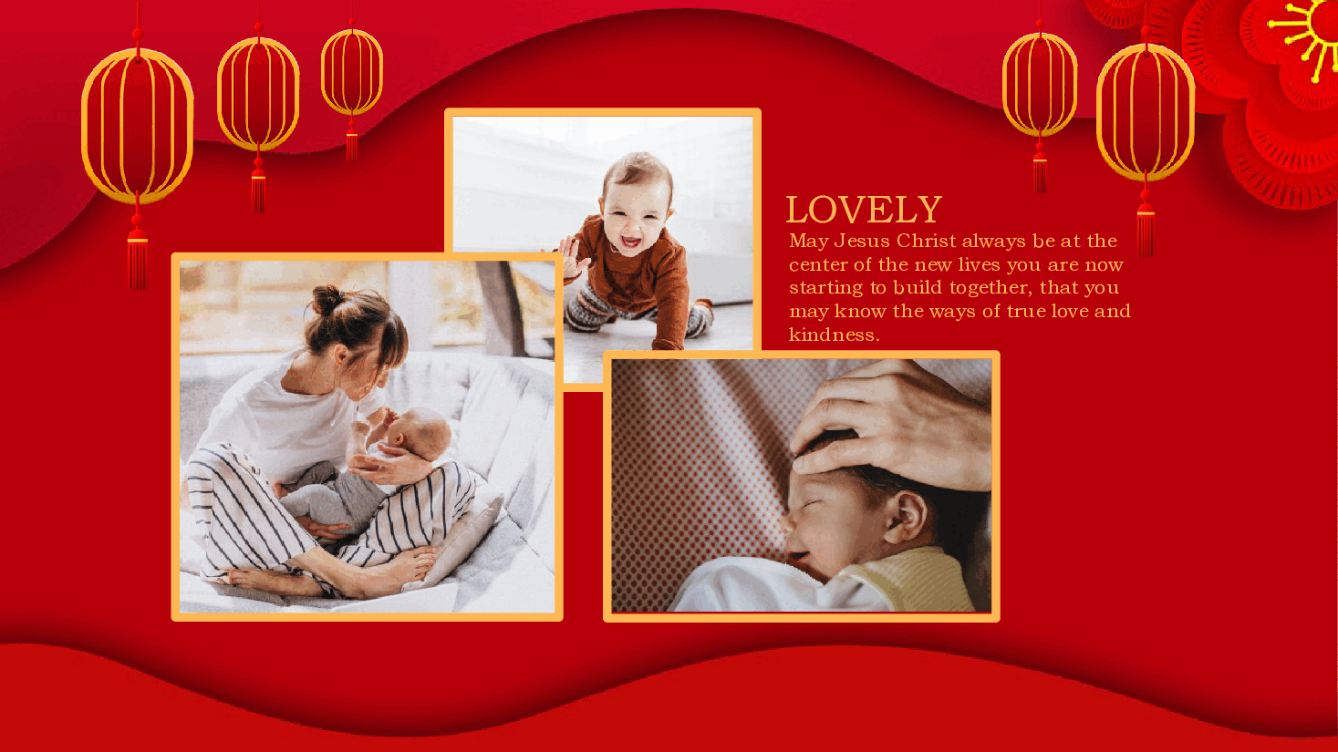 中国红创意简约中国风复古风满月宴百日宴周岁宴相册图集婴儿小孩家长通用PPT模版.pptx,第4页预览