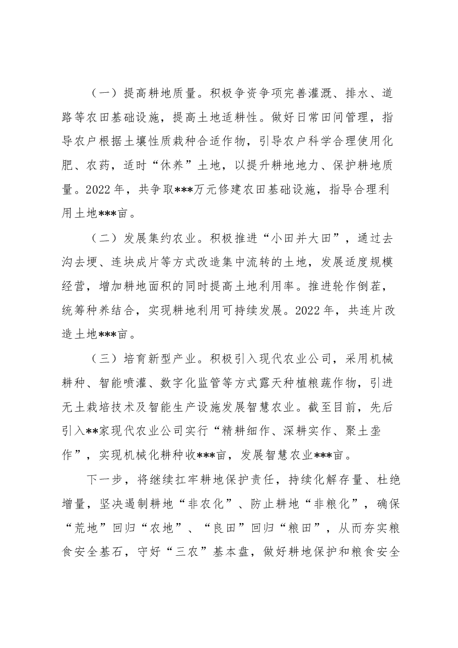经验交流发言:扛牢耕地保护之责夯实粮食安全基石.docx,第3页预览