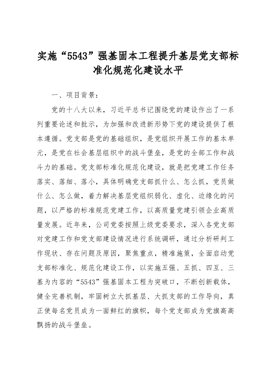 实施“5543”强基固本工程提升基层党支部标准化规范化建设水平.docx,第1页预览