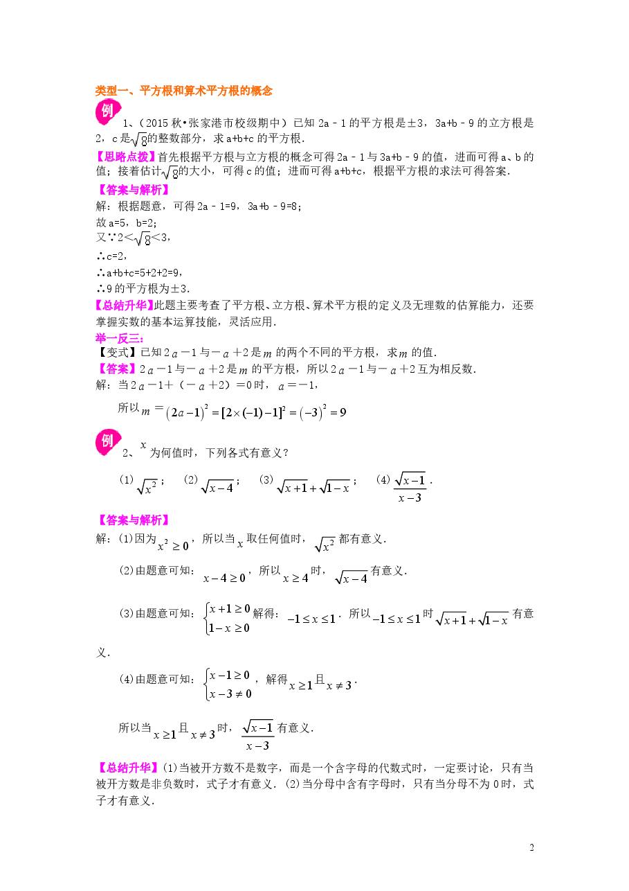 初中7年级(下册)平方根(提高)知识讲解.doc,第2页预览