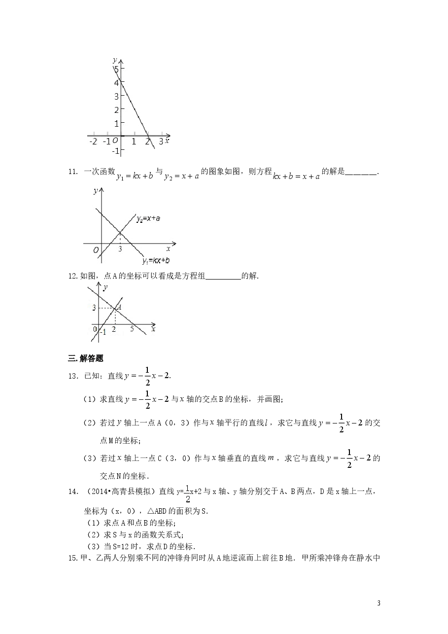 初中8年级（下册）一次函数与一次方程（组）（基础）巩固练习.doc，第3页预览