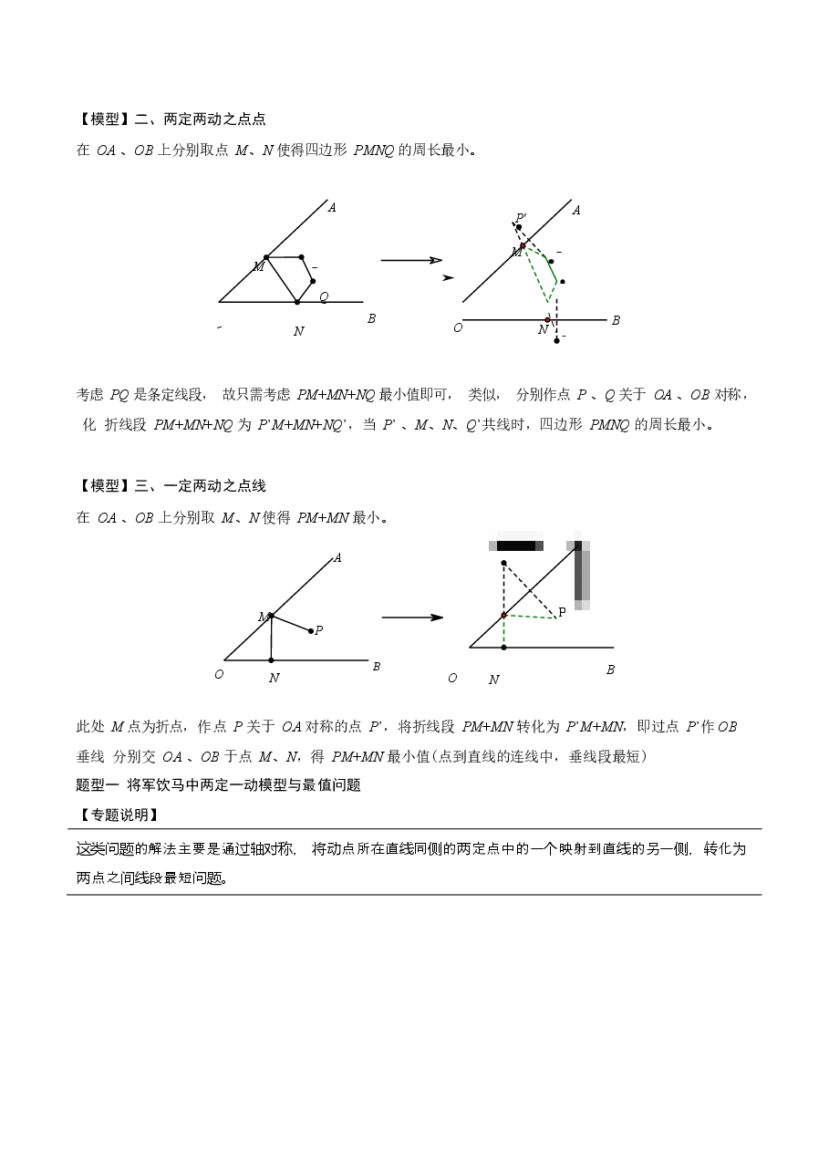 初中数学专题13 将军饮马模型与最值问题（学生版）.docx，第3页预览