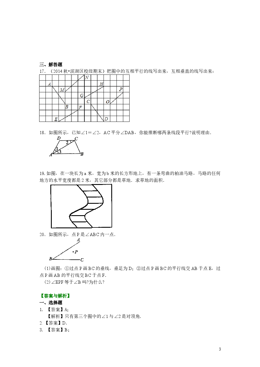 初中7年级(下册)《平行线与相交线》全章复习与巩固(基础)巩固练习.doc,第3页预览