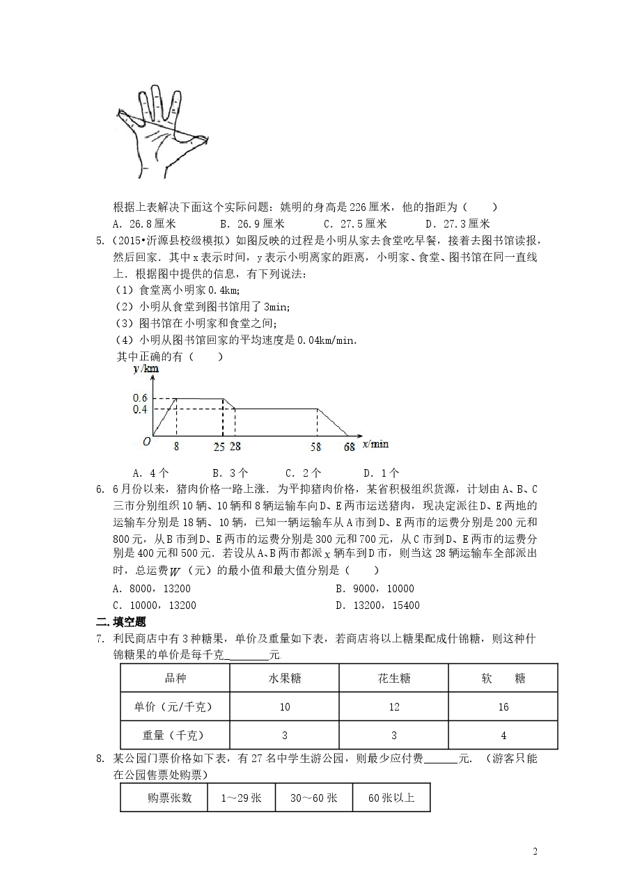 初中8年级(下册)一次函数的应用(提高)巩固练习.doc,第2页预览