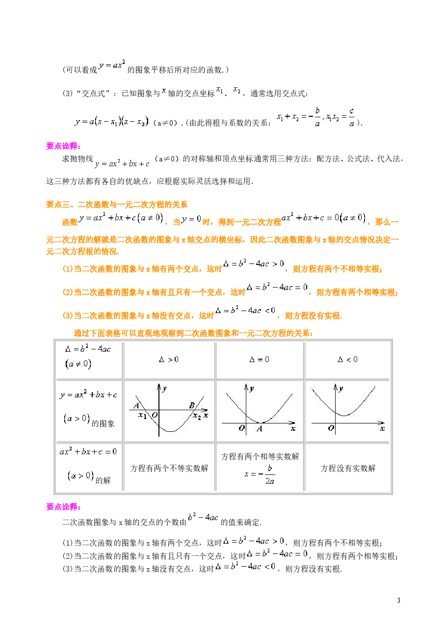 初中数学9年级《二次函数》全章复习与巩固—知识讲解(提高)(1).doc,第3页预览