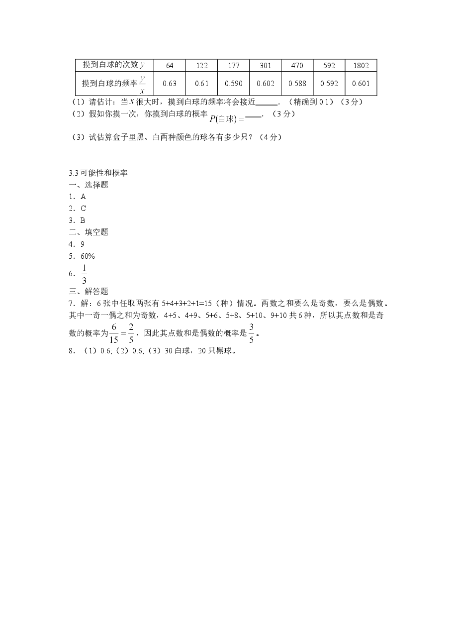 《频率的稳定性》同步练习(2)(初中数学7年级下册).doc,第2页预览