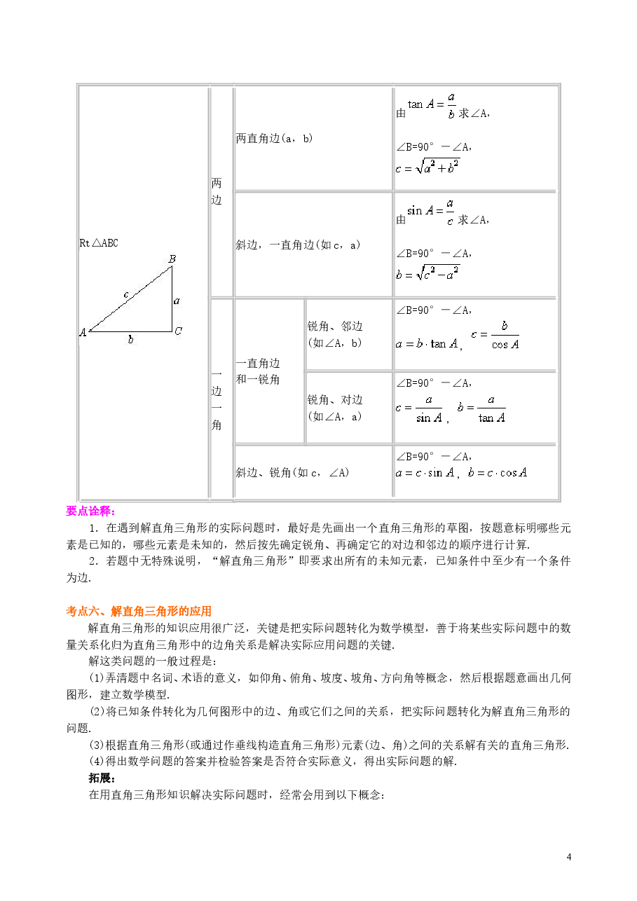 中考数学总复习：锐角三角函数综合复习--知识讲解（基础）.doc，第4页预览