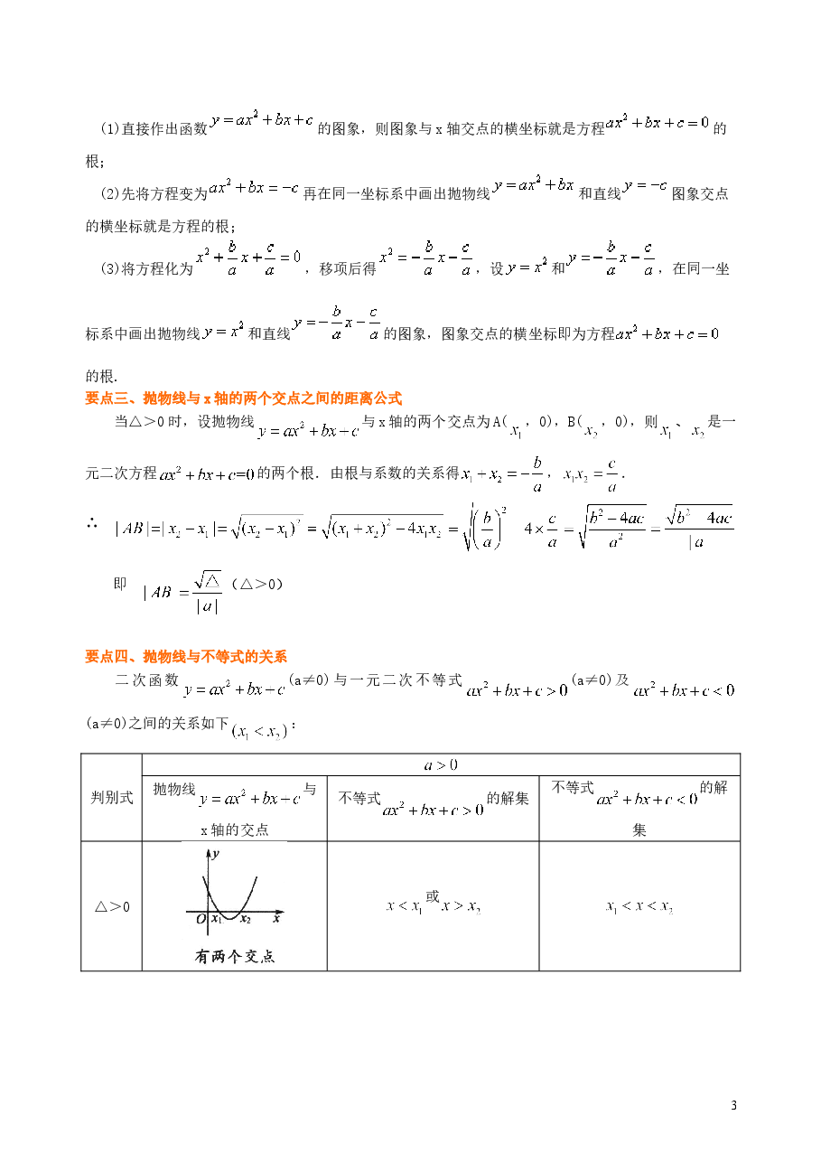 初中数学9年级用函数观点看一元二次方程—知识讲解(基础).doc,第3页预览