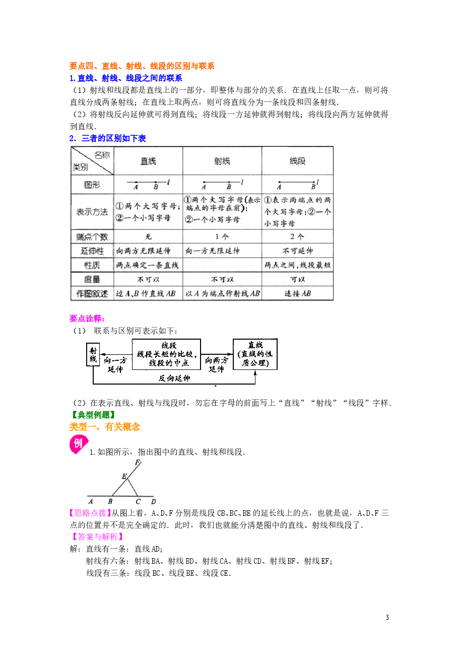 初中7年级（上册）直线、射线、线段（提高）知识讲解.doc，第3页预览