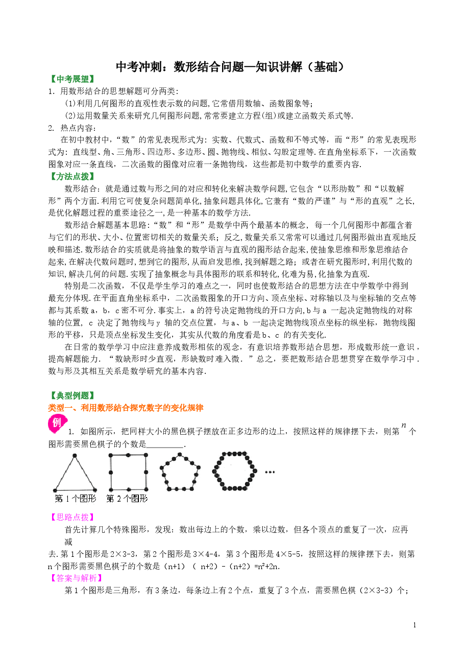 中考数学冲刺：数形结合问题--知识讲解（基础）.doc，第1页预览