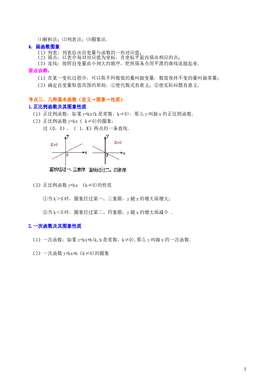 中考数学总复习：平面直角坐标系与一次函数、反比例函数--知识讲解（提高）.doc，第3页预览